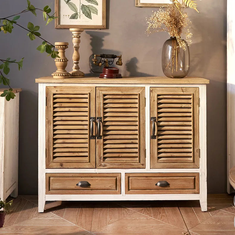 Rustic Wooden Cabinet with Shutter Doors - Chinese Fir Storage Solution fczym-2316