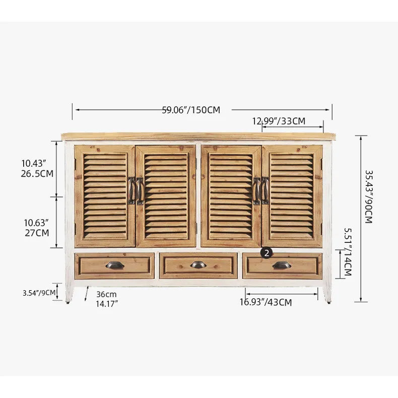 Rustic Wooden Cabinet with Shutter Doors - Chinese Fir Storage Solution fczym-2316