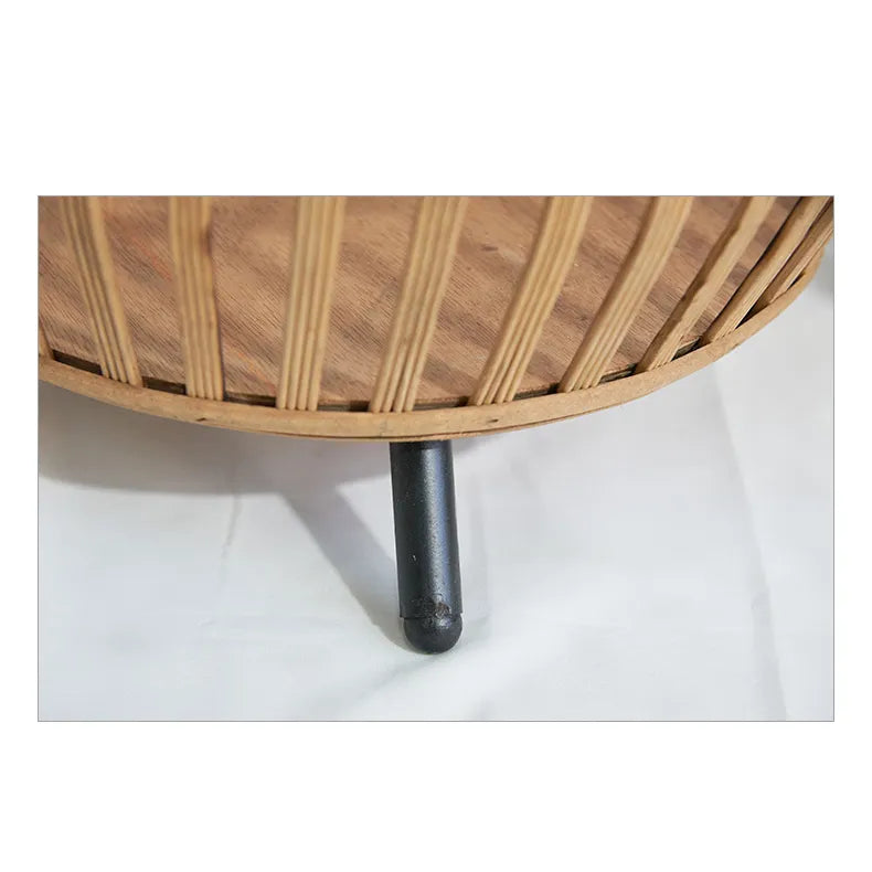 Stylish Rattan Weaving Solid Wood Storage Rack for Indoor Decor fczym-2317