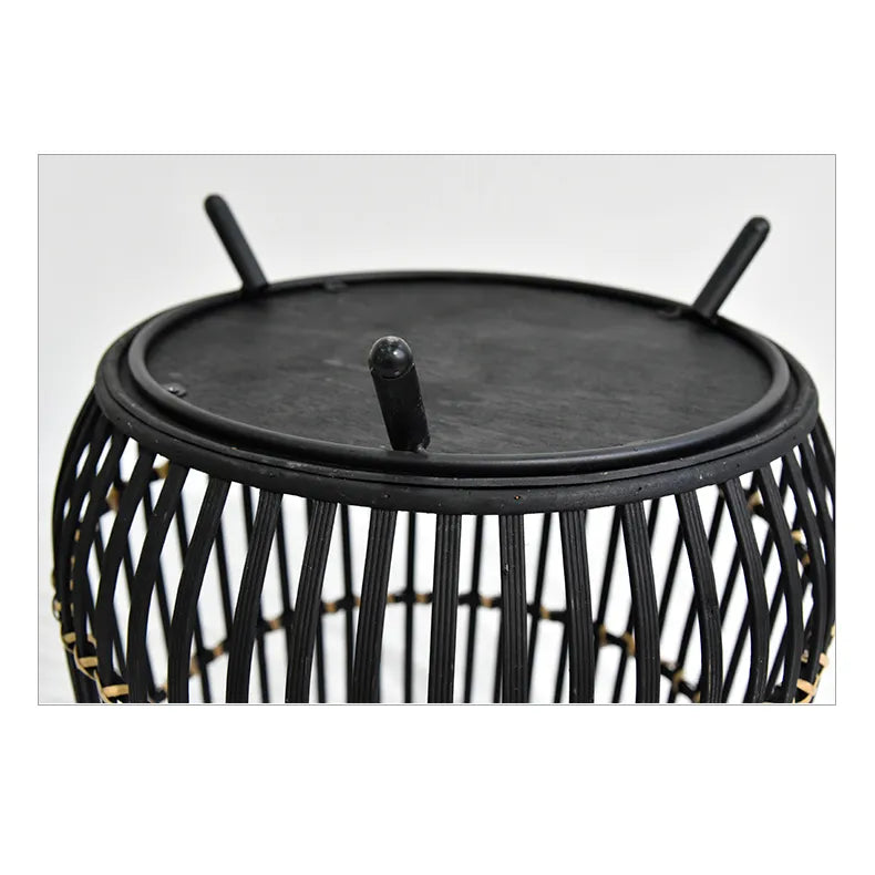 Stylish Rattan Weaving Solid Wood Storage Rack for Indoor Decor fczym-2317