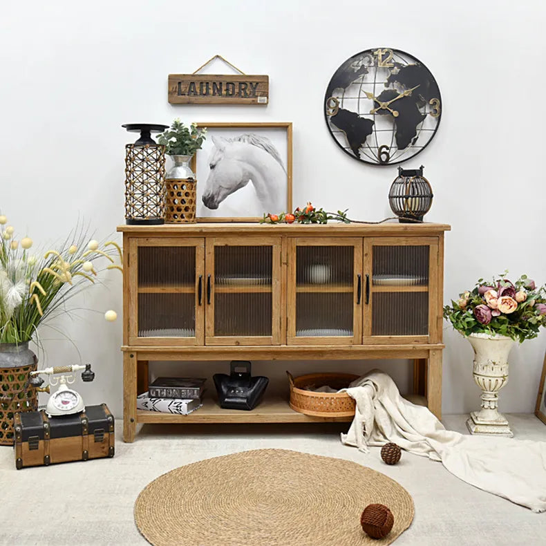 Rustic Wooden Cabinet with Glass Doors for Elegant Home Décor fczym-2333