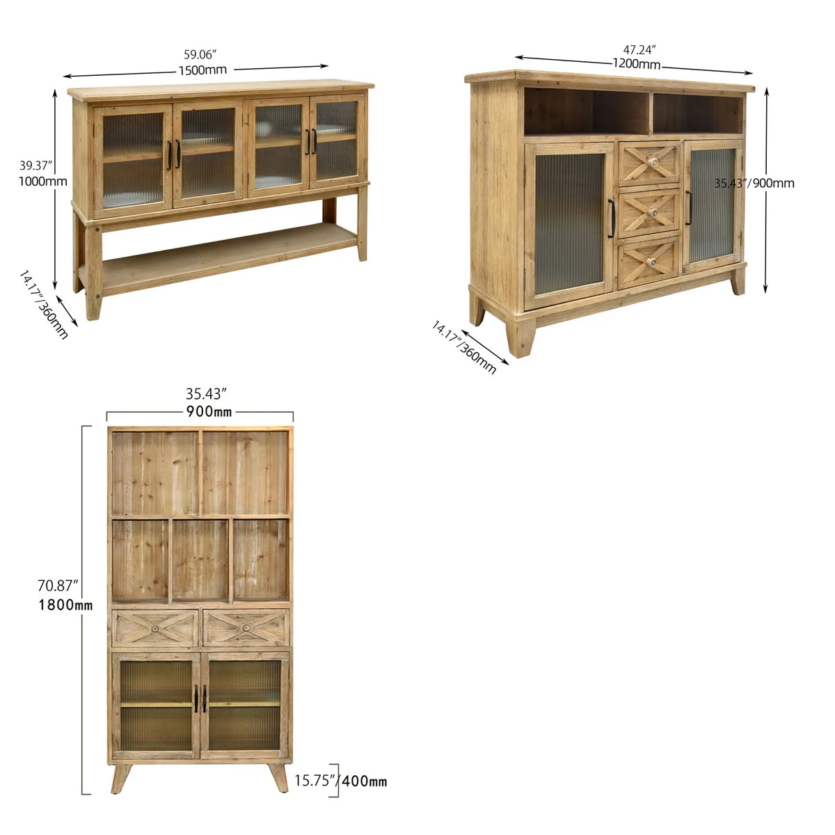 Rustic Wooden Cabinet with Glass Doors for Elegant Home Décor fczym-2333