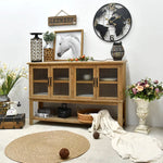 Rustic Wooden Cabinet with Glass Doors for Elegant Home Décor fczym-2333