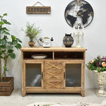 Rustic Wooden Cabinet with Glass Doors for Elegant Home Décor fczym-2333