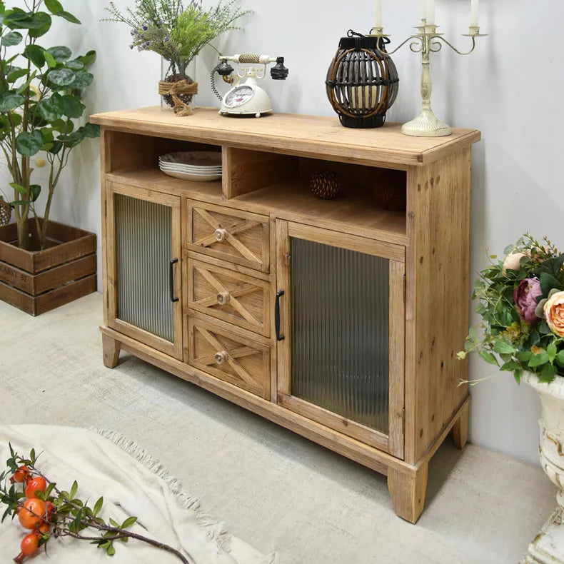 Rustic Wooden Cabinet with Glass Doors for Elegant Home Décor fczym-2333