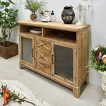 Rustic Wooden Cabinet with Glass Doors for Elegant Home Décor fczym-2333
