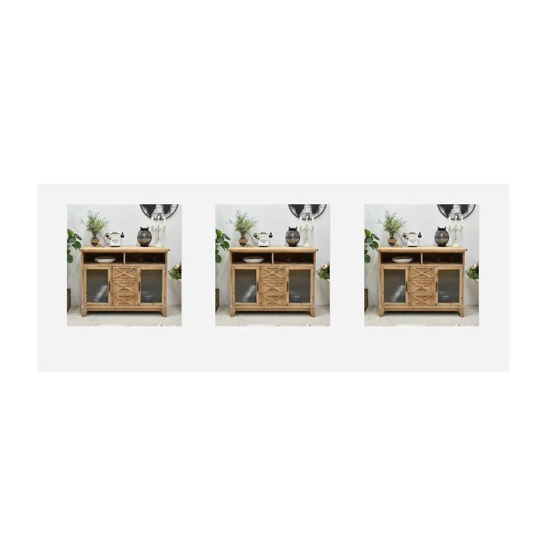 Rustic Wooden Cabinet with Glass Doors for Elegant Home Décor fczym-2333