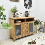 Rustic Wooden Cabinet with Glass Doors for Elegant Home Décor fczym-2333