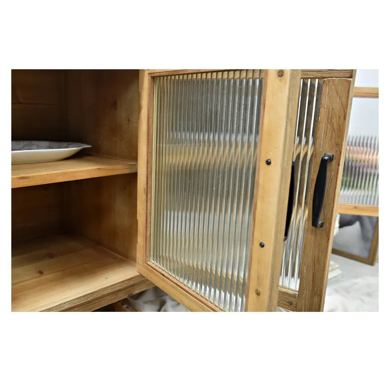 Rustic Wooden Cabinet with Glass Doors for Elegant Home Décor fczym-2333