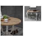 Vintage-Style Solid Wood Table with Scrollwork Base - Perfect for Elegant Interiors fczym-2335