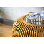 Modern Rattan Weaving Tea Table with Tempered Glass Top – Stylish and Functional Furniture Piece fczym-2339