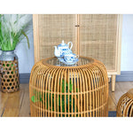 Modern Rattan Weaving Tea Table with Tempered Glass Top – Stylish and Functional Furniture Piece fczym-2339