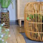 Modern Rattan Weaving Tea Table with Tempered Glass Top – Stylish and Functional Furniture Piece fczym-2339