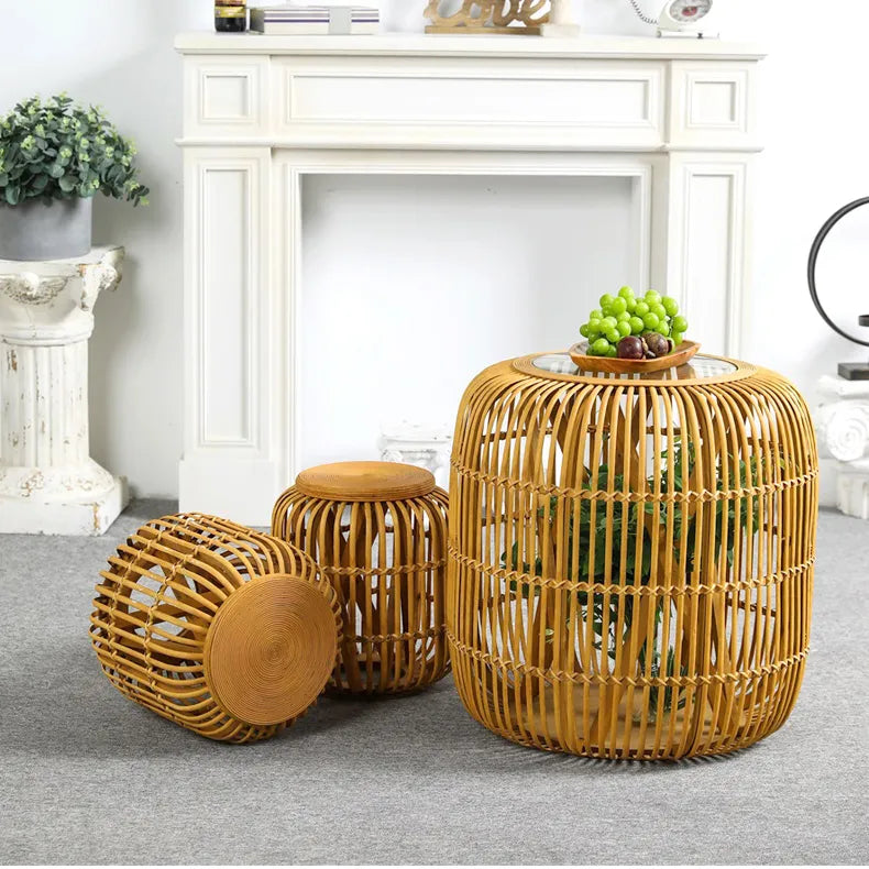 Stylish Rattan Weaving Stool Set for Modern Home Decor fczym-2339-st
