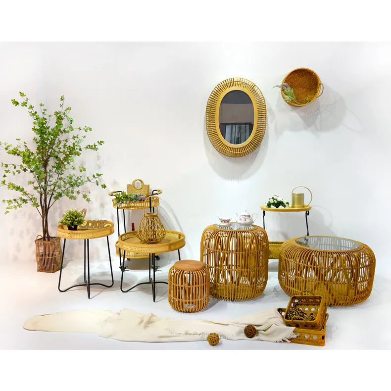 Stylish Rattan Weaving Stool Set for Modern Home Decor fczym-2339-st