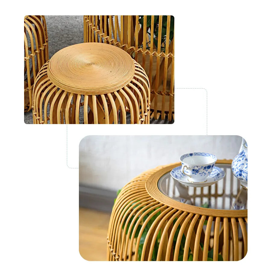 Stylish Rattan Weaving Stool Set for Modern Home Decor fczym-2339-st