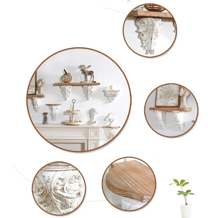 Decorative Chinese Fir Storage Rack - Stylish Wood Wall Shelf for Elegant Home Decor fczym-2340