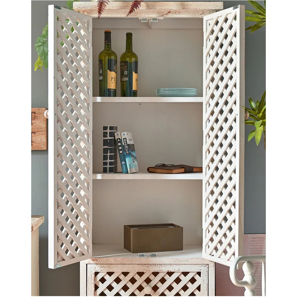 Vintage Style Solid Wood Cabinet with Distressed Finish - Enhance Your Decor Today! fczym-2343