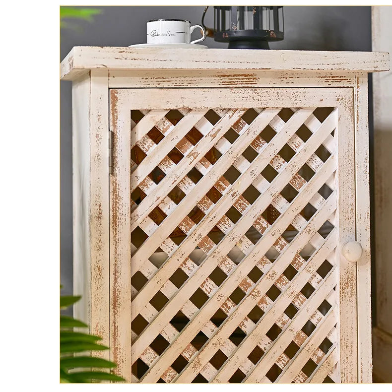 Vintage Style Solid Wood Cabinet with Distressed Finish - Enhance Your Decor Today! fczym-2343