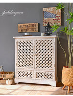 Vintage Style Solid Wood Cabinet with Distressed Finish - Enhance Your Decor Today! fczym-2343