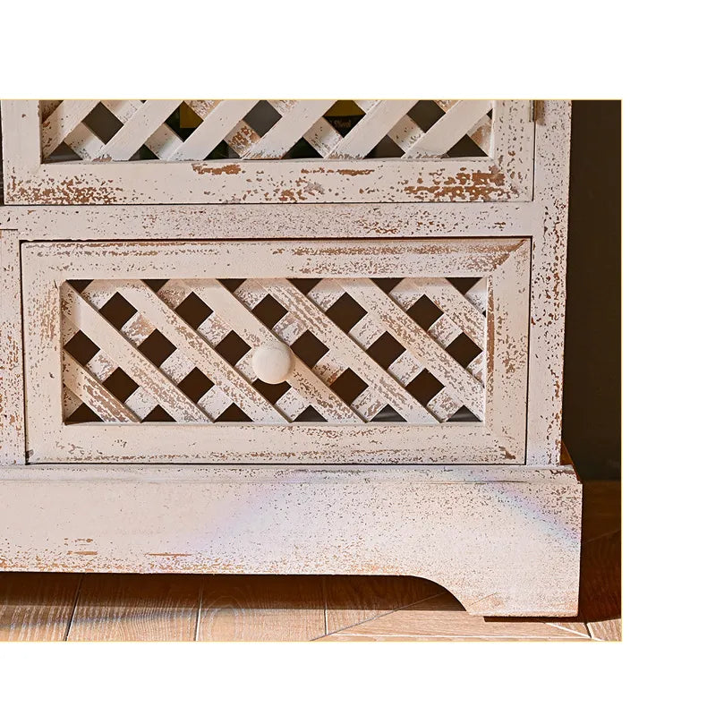 Vintage Style Solid Wood Cabinet with Distressed Finish - Enhance Your Decor Today! fczym-2343