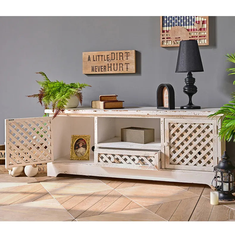 Vintage Style Solid Wood Cabinet with Distressed Finish - Enhance Your Decor Today! fczym-2343