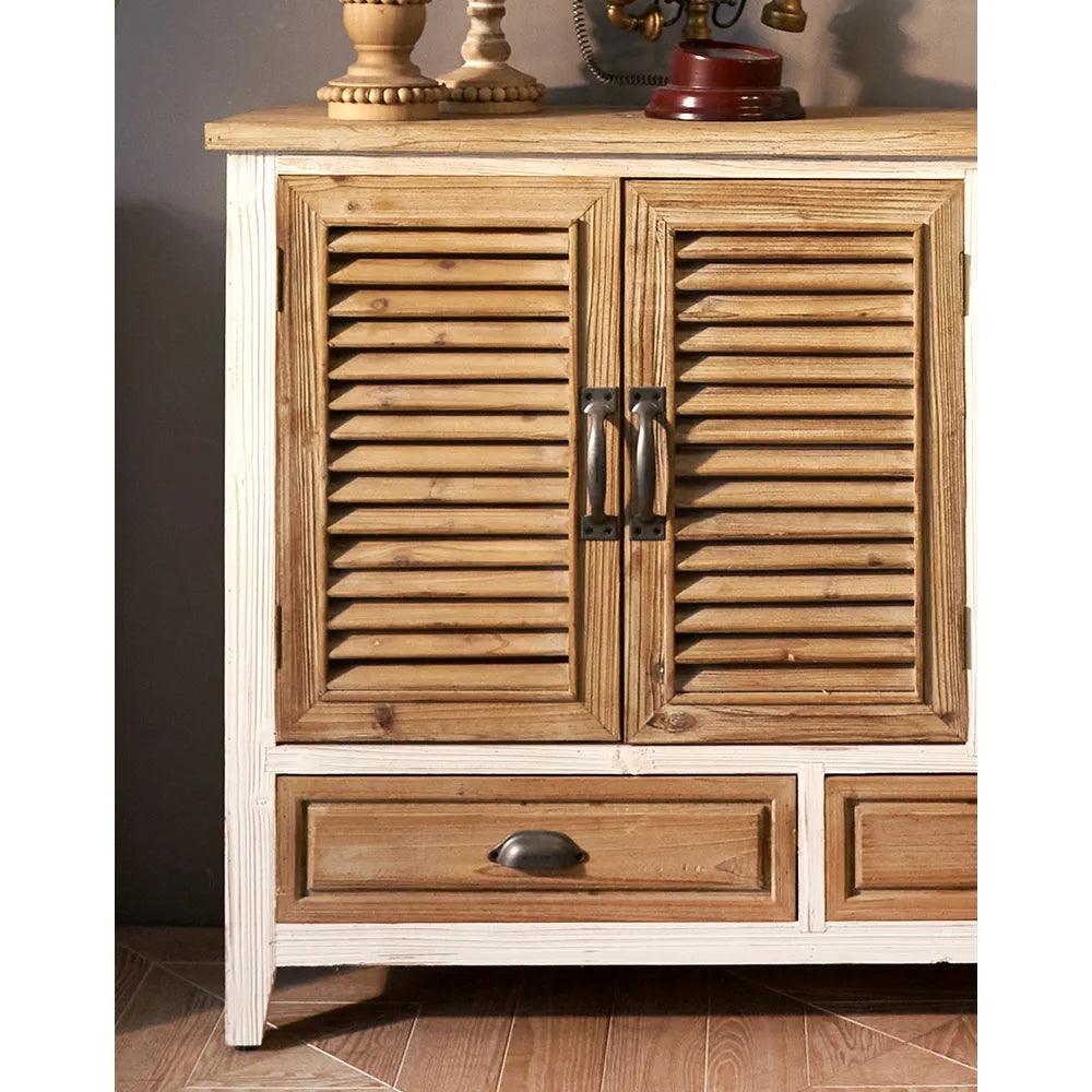 Elegant Chinese Fir and Glass Mirror Buffet Cabinet - Perfect for Stylish Home Decor fczym-2349