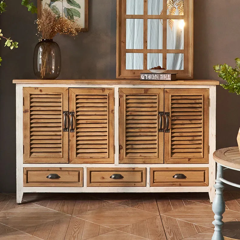 Elegant Chinese Fir and Glass Mirror Buffet Cabinet - Perfect for Stylish Home Decor fczym-2349