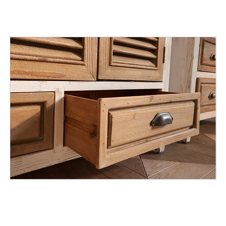 Elegant Chinese Fir and Glass Mirror Buffet Cabinet - Perfect for Stylish Home Decor fczym-2349