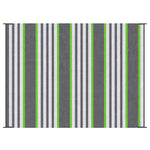 Outsunny Reversible Outdoor Rug Carpet, 9' x 12' Waterproof Plastic Straw Rug, Portable RV Camping Rugs with Carry Bag, Large Floor Mat for Backyard, Deck, Picnic, Beach, Green & Gray Striped-W2225P172569