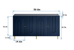 Modern Blue Lacquered 4 Door Wooden Cabinet Sideboard Buffet Server Cabinet Storage Cabinet, for Living Room, Entryway, Hallway, Office, Kitchen and Dining Room W1435133313-djyc