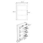 31.49 inches of white solid wood shoe cabinet, three-layer flip bucket shoe storage cabinet, simple and generous for a variety of home style white solid wood shoe cabinet W1278S00043-djyc