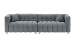 Elegant 102-Inch Gray Teddy Velvet Sofa for Living Room, Bedroom, or Apartment - Comes with Two Throw Pillows and Sturdy Hardware Feet for Enhanced Support W1278S00022-djyc