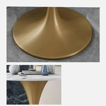 Stylish Round Dining Table with Sintered Stone and Faux Leather for Modern Homes fdfh-2216