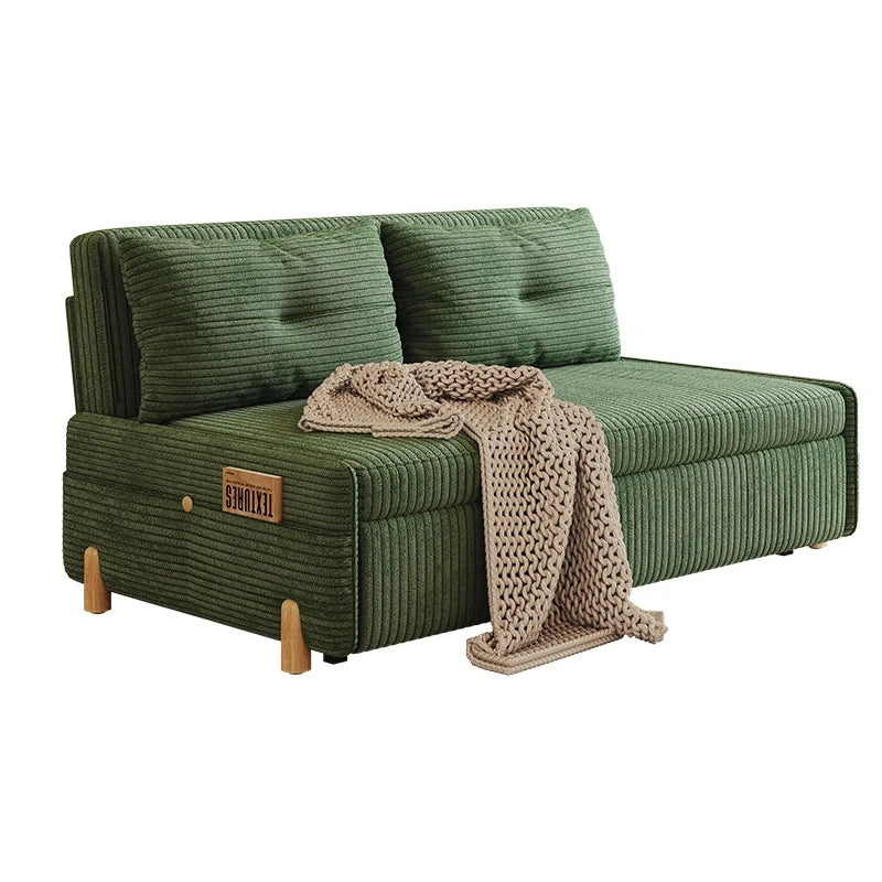 Stylish Solid Wood Corduroy Sofa in Elegant Green - Perfect for Modern Living Rooms fdh-3110