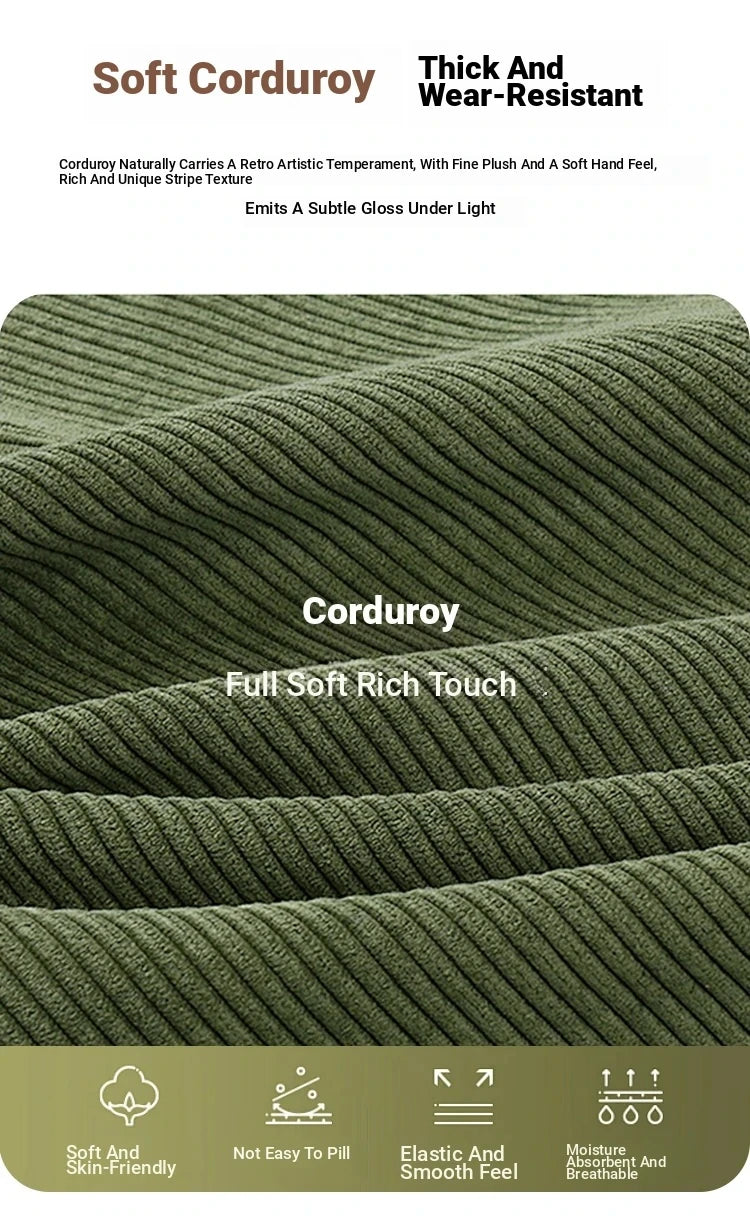 Stylish Solid Wood Corduroy Sofa in Elegant Green - Perfect for Modern Living Rooms fdh-3110