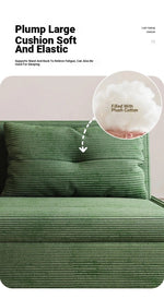 Stylish Solid Wood Corduroy Sofa in Elegant Green - Perfect for Modern Living Rooms fdh-3110