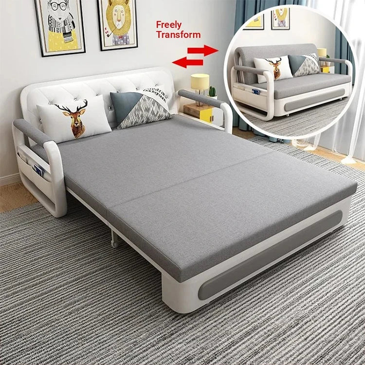 Modern Cotton-Linen Sofa with Solid Wood Frame and PU Leather Accents - Stylish & Functional Living Room Furniture fdh-4760