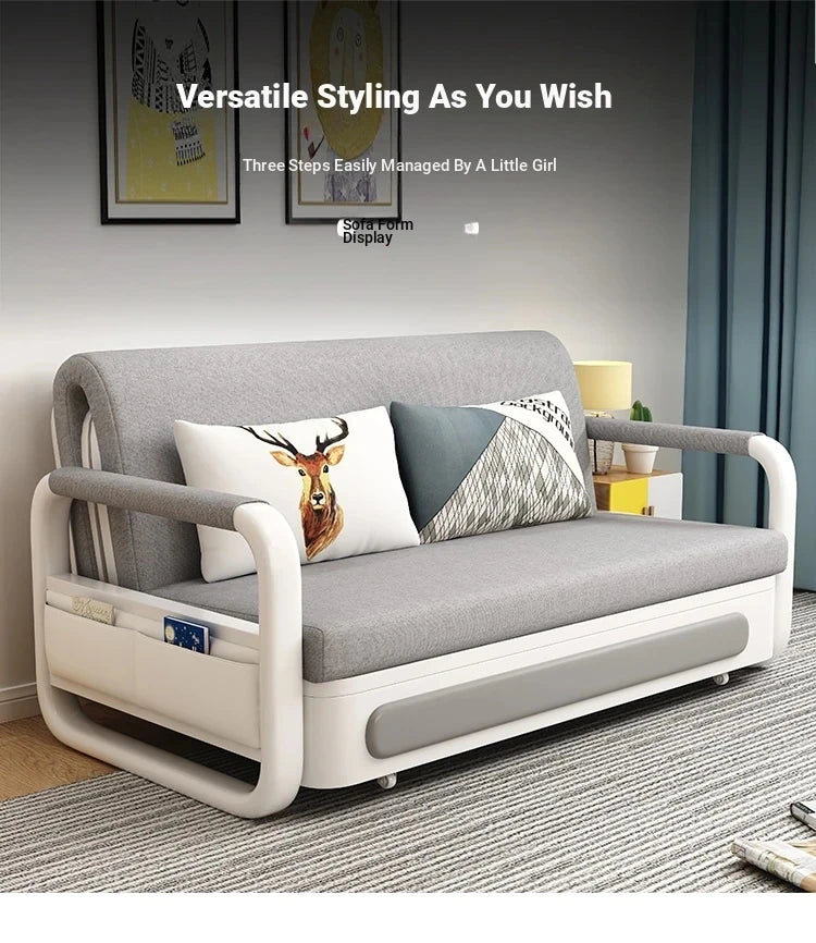 Modern Cotton-Linen Sofa with Solid Wood Frame and PU Leather Accents - Stylish & Functional Living Room Furniture fdh-4760