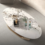 Luxurious Ceramic Sintered Stone Tea Table with Stainless Steel Base - Modern Elegance for Your Living Room fdl-2595