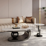 Luxurious Ceramic Sintered Stone Tea Table with Stainless Steel Base - Modern Elegance for Your Living Room fdl-2595