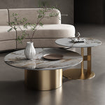 Sleek Sintered Stone & Stainless Steel Tea Table - Modern Design for Elegant Living Spaces fdl-2599