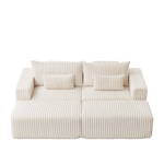 87" Oversized Sectional Lounge Chaise,No Assembly Required,Cloud Plush Loveseat with two Removable Footstool,Fluffy Modern Sleeper Chair for Indoor Living Room Bedroom W834S00331-djyc