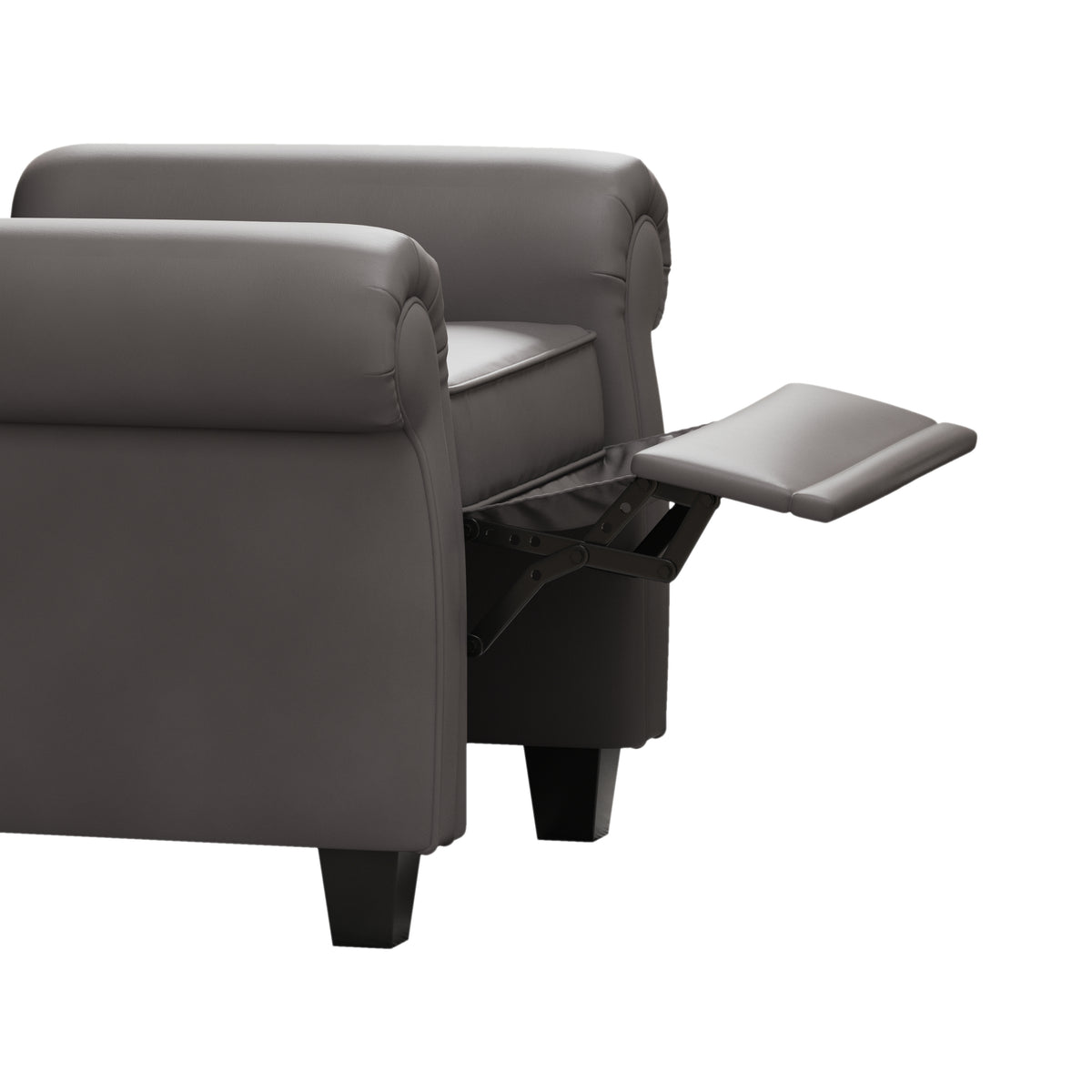 Modern Tufted Push Back Armchair Technical Leather Chair, Adjustable Single Sofa Chair with Sturdy Wood Legs for Bedroom, Living Room, Small Space(Color:GREY) W1669P205992-djyc