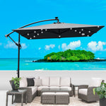 Square 2.5X2.5M Outdoor Patio Umbrella Solar Powered LED Lighted Sun Shade Market Waterproof 8 Ribs Umbrella with Crank and Cross Base for Garden Deck Backyard Pool Shade Outside Deck Swimming Pool W656127038-djyc