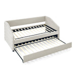 Twin Size Daybed with Trundle Upholstered Tufted Sofa Bed, Linen Fabric, Beige(82.5"x42.5"x34") W487S00174-djyc