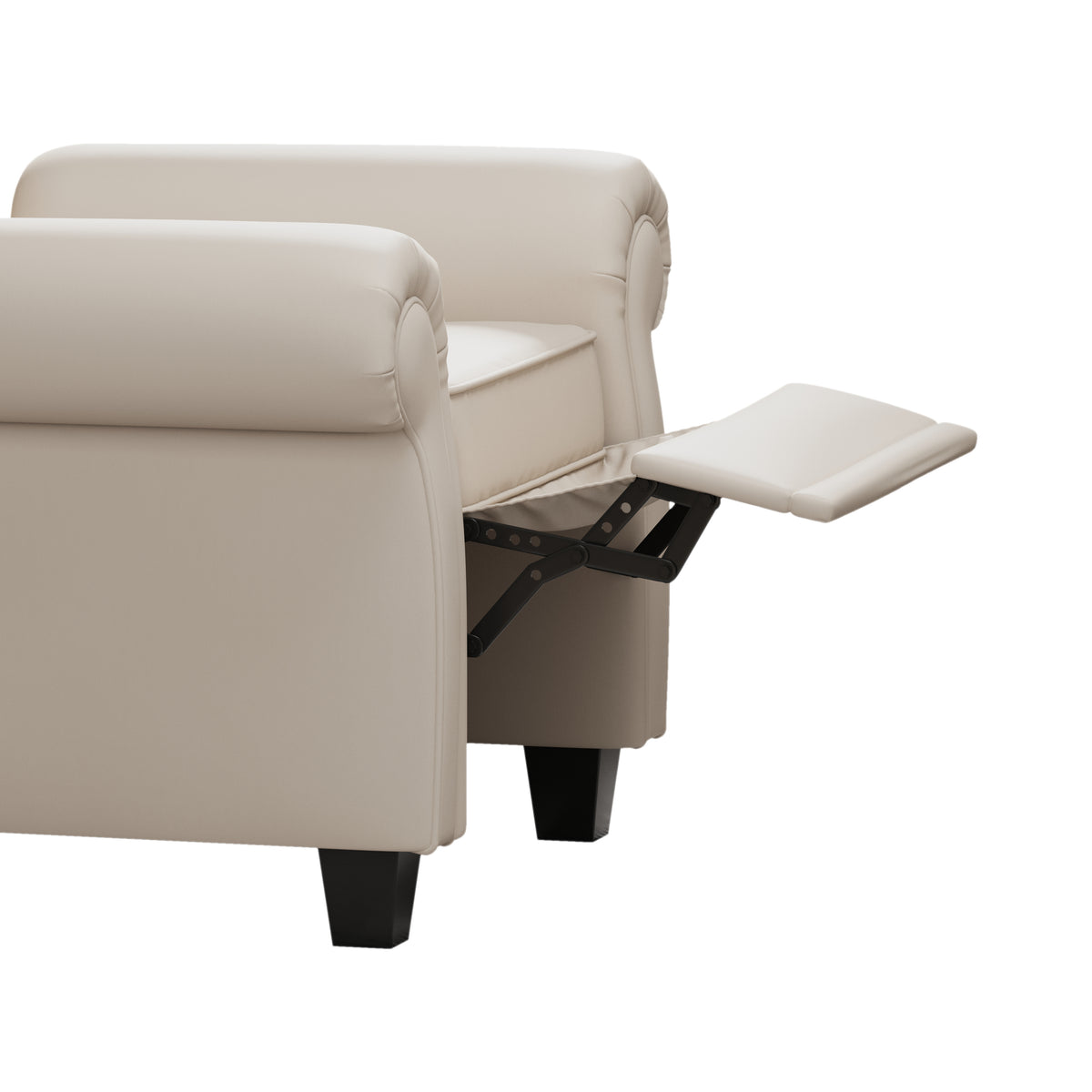 Modern Tufted Push Back Armchair Technical Leather Chair, Adjustable Single Sofa Chair with Sturdy Wood Legs for Bedroom, Living Room, Small Space(Color:Beige) W1669P199572-djyc