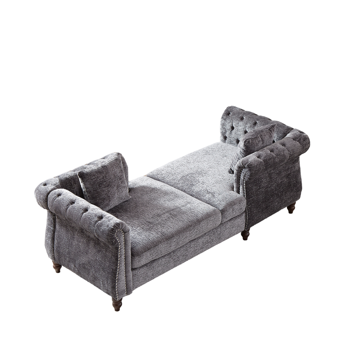 81-inch Chenille Face-to-face Chaise Lounge with Two Pillows,Nailhead trim,Button Tufted Design and Rolled Arms for Lounge, Living room and Office W834S00316-djyc