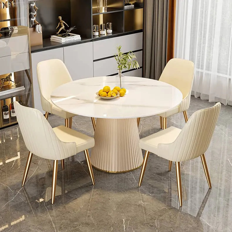 Luxurious Sintered Stone Dining Table with Chic Faux Leather Finish fel-1971