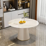 Luxurious Sintered Stone Dining Table with Chic Faux Leather Finish fel-1971